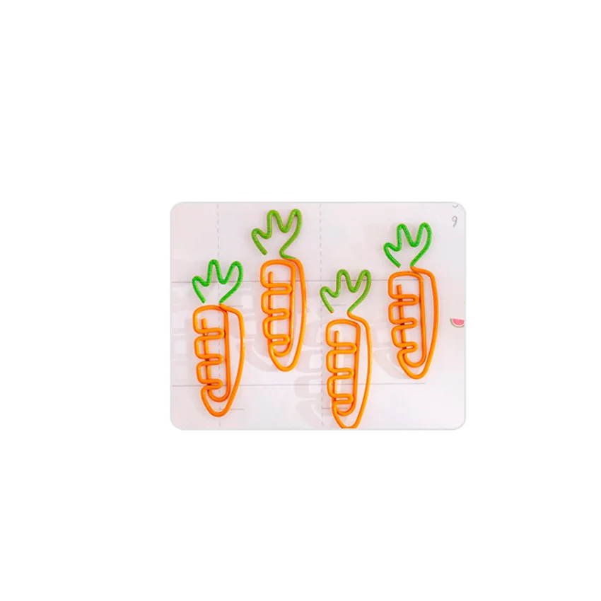 carrot 100 шт/партия Kawaii мультфильм фрукты Металл Закладка миниатюрный зажим для бумаги Книга Школьные маркеры офисные поставки оптом - Цвет: carrot