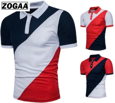 

New men's fashion color matching large size short sleeve Polo