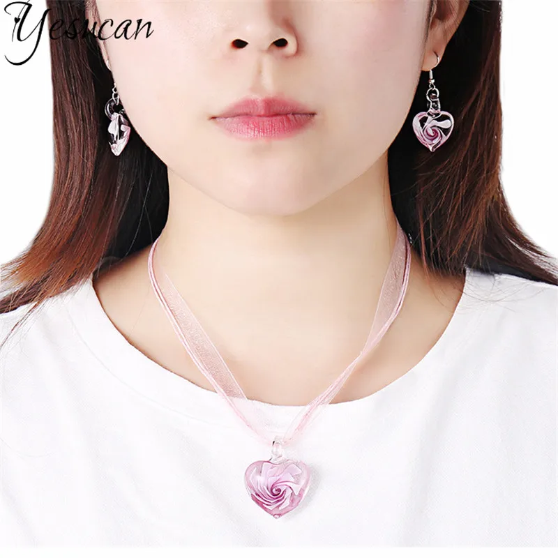 Ювелирные изделия из стекла женские серьги-подвески в форме сердца | Украшения и