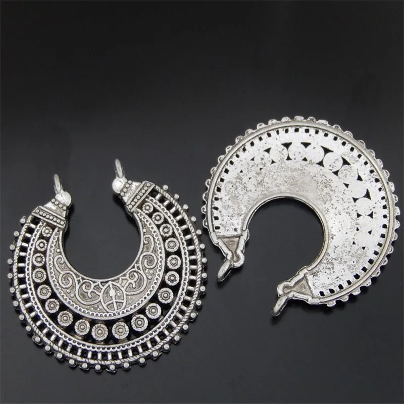 4 шт. подвеска соединитель из сплава в форме полумесяца 38 х37 х2 мм|antique silver|necklace charm