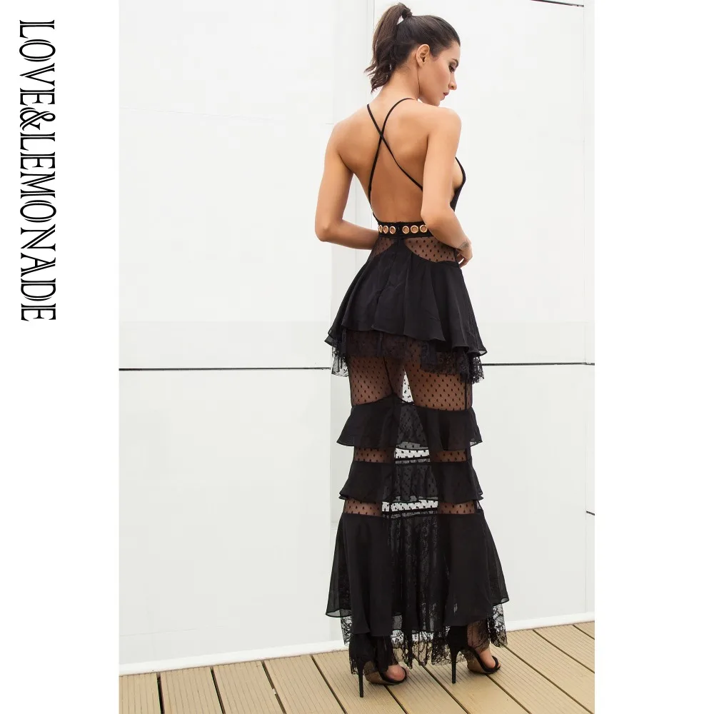 Love& Lemonade многослойное длинное платье с оборками, шифон, кружево, 3 цвета, LM0926