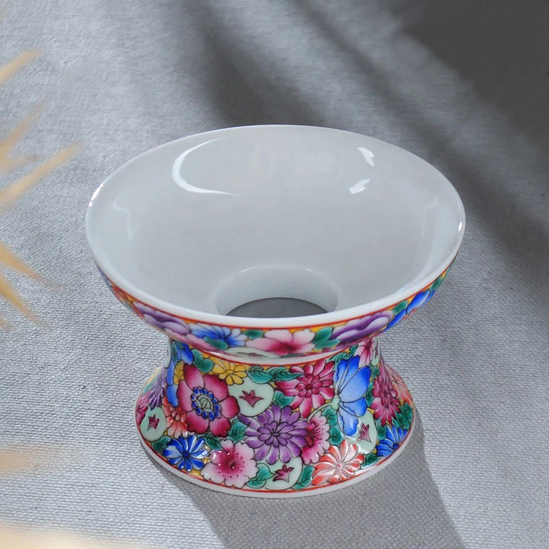 

Jingdezhen Boutiques Famille Rose Porcelain Flower Tea Strainers China Kung Fu Tea Set ea Filter Accessories Creative Home Decor