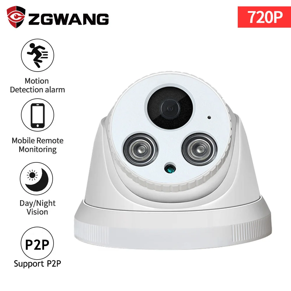 ZGWANG 720P HD ip камера Крытая купольная Cam IR CUT ночного видения прочная 360 градусов
