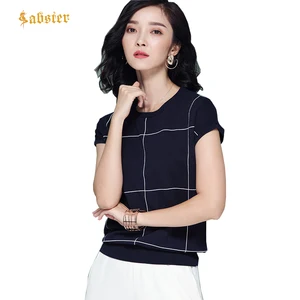 Женская тонкая футболка с коротким рукавом, однотонная тонкая облегающая футболка в клетку из вискозы, модель XZ373 в Корейском стиле на лето, 2018