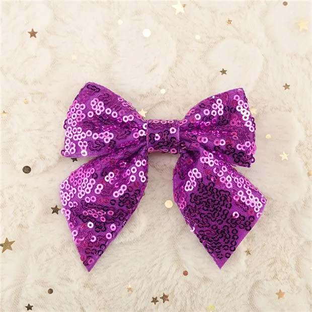 purple Новая мода блёстки цветок лента заколки-бантики для волос женщин девочек дети шпильки волос заколка аксессуары Орнамент зажим для волос головной убор - Цвет: purple