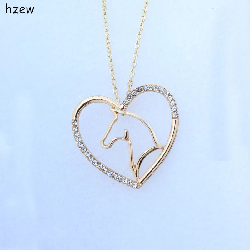 Hzew хрустальное ожерелье в форме лошади сердца Брендовое модные ювелирные