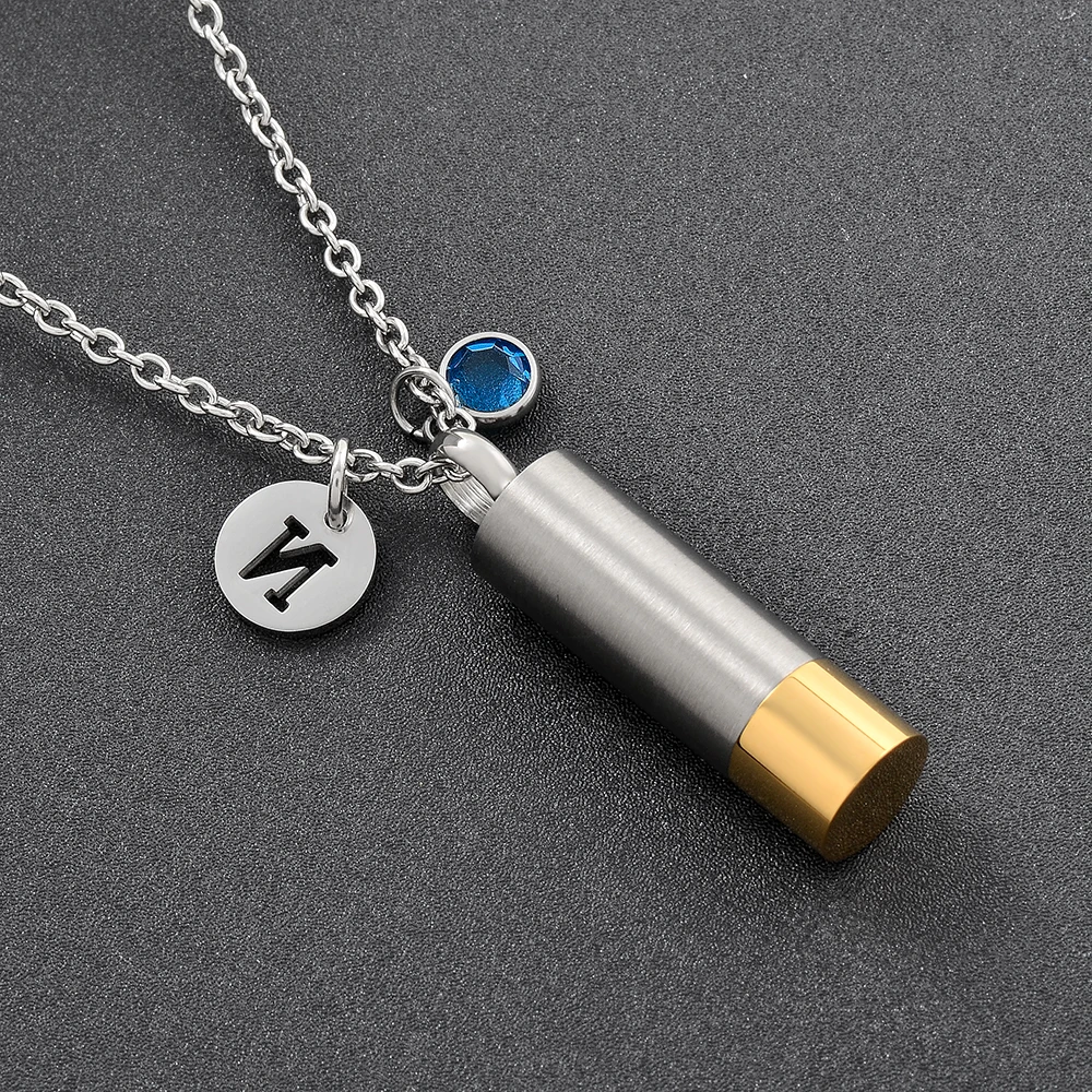 IJD8424 Stainless Steel Deer Engraved Cylinder Urn Pendant Necklace Memorial Ash Keepsake Cremation Jewelry | Украшения и