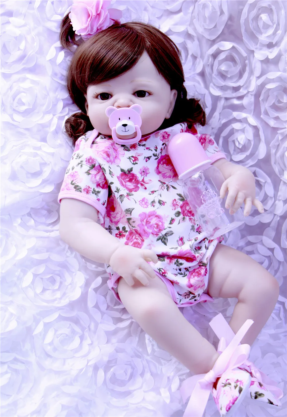 Реалистичные полностью силиконовые Кукла reborn baby кукла для девочки 23 &quot завитые