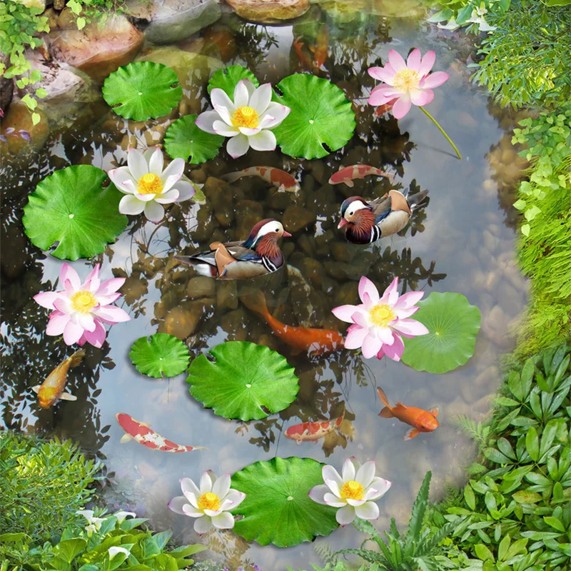 Фотобумага 3D Лотос пруд напольные Настенные обои для гостиной ванной комнаты ПВХ