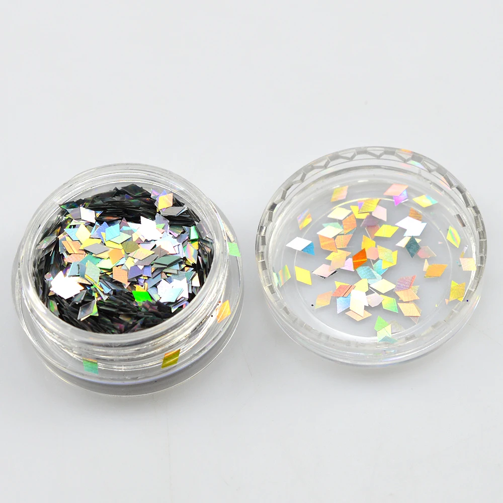 1 г/Бутылка Лазерная Серебряная голографическая блестящая Алмазная форма ромб