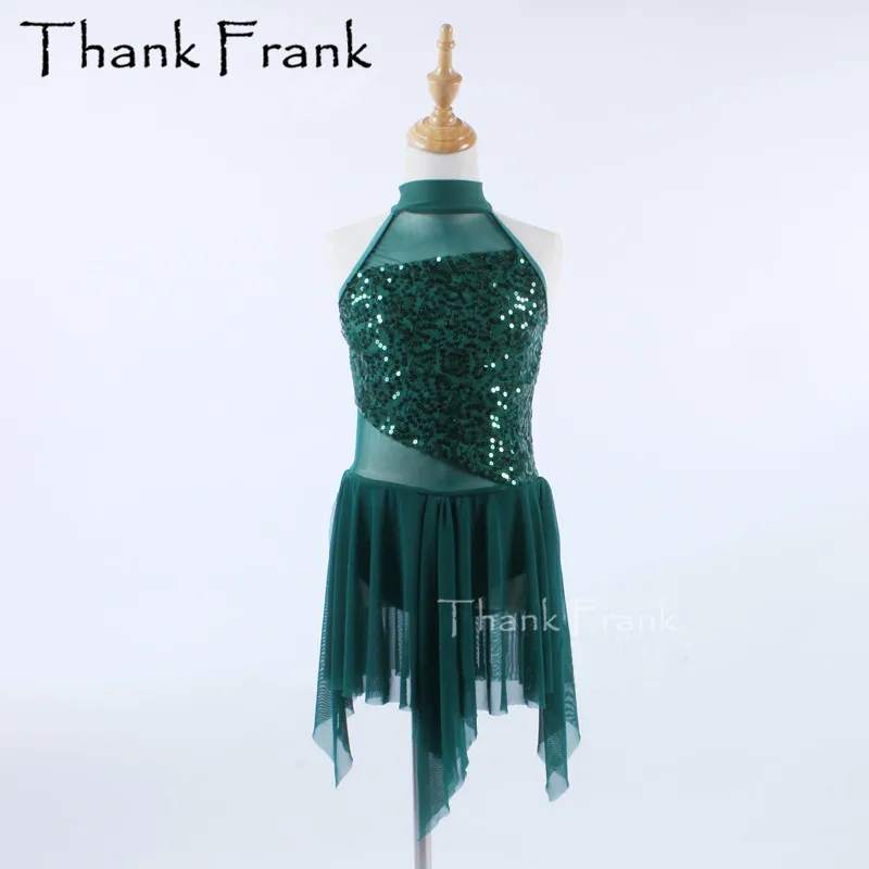 Платье для латинских танцев с высоким воротом Сетчатое блестками женщин и