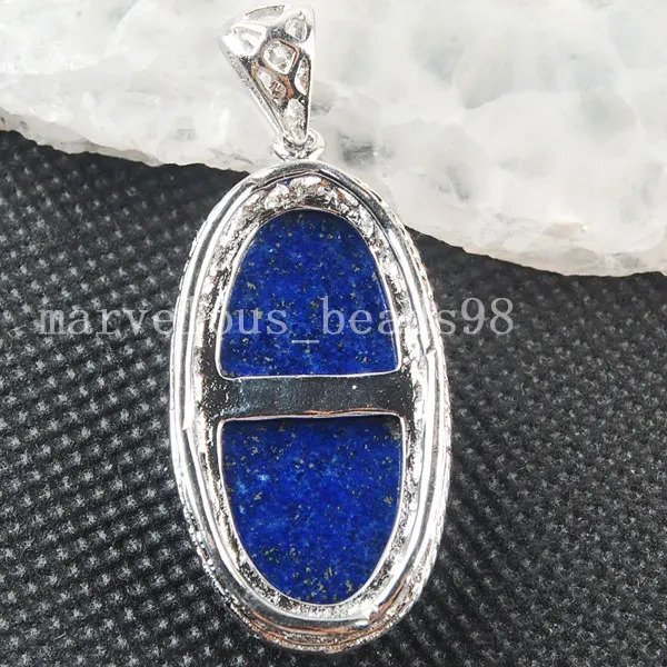 Бесплатная доставка красивые ювелирные украшения умный Лазурит Арт ovalpend Bead