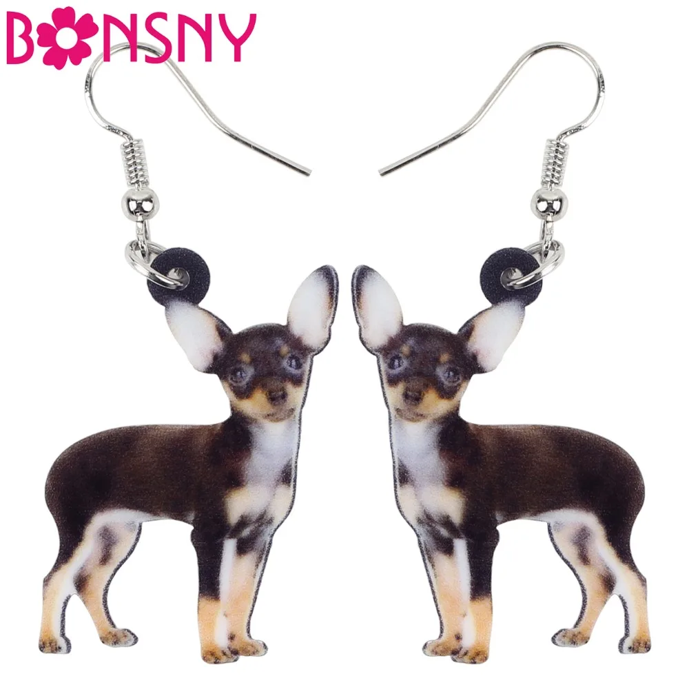 

Bonsny Acrylic Anime Chihuahua Dog Earrings Big Long Dangle Drop Animal Jewelry For Women Ladies Teens Accessories 2018 News