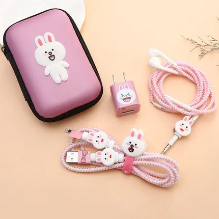 style 8 Три в одном мультфильм USB кабель наушник протектор наушники линия сохранения для мобильного телефона зарядки линии Защита кабеля данных - Цвет: style 8
