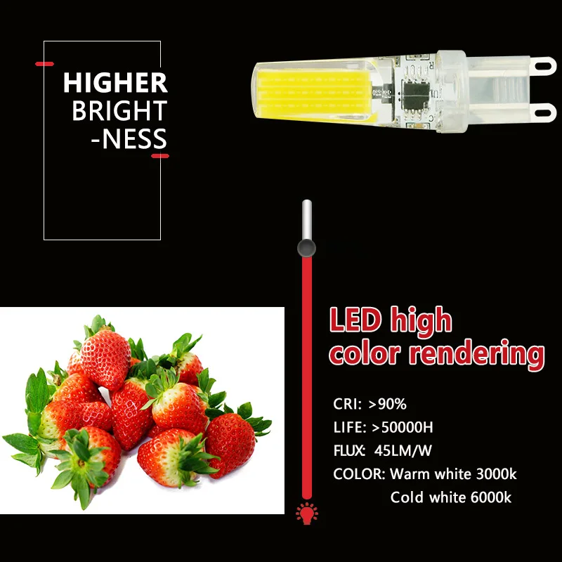 LED G9 COB 3W 220V lamp dimmable bulb Replace for Chandelier Crystal Lamp Spotlight Warm Cold White | Освещение