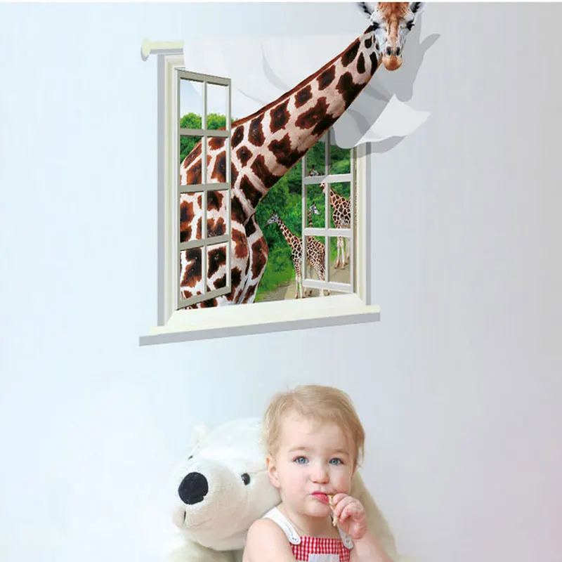 Жираф 3D наклейки на стену гостиной диван фон ПВХ прозрачная пленка может удалить