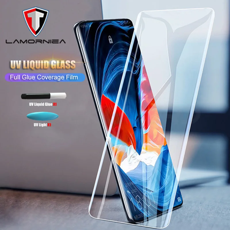 Ультрафиолетовый жидкий Полный Клей закаленное стекло для OnePlus 7 Pro Защита экрана для Huawe P30 P20 Pro mate 20 30 Pro UV полное клеевое стекло