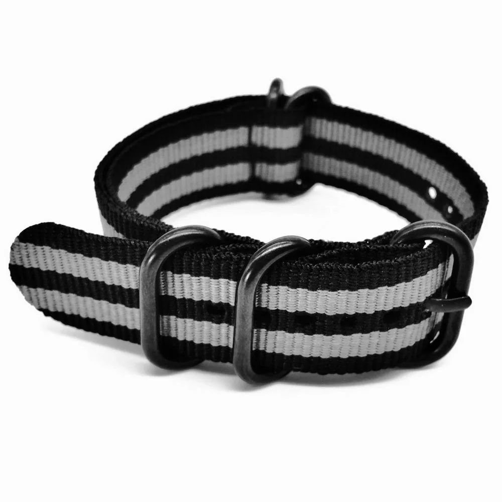 3Black2Grey Нейлоновый ремешок для наручных часов Nato ZULU 20 22 24 мм для samsung S3/S2 Amazfit Bip Huami Amazfit, ремешок для наручных часов - Цвет ремешка: 3Black2Grey