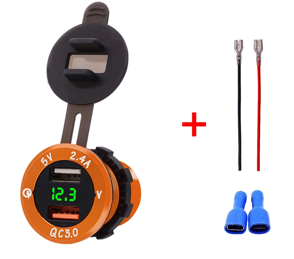 Мотоцикл Авто прикуриватели Разъем Splitter для KTM Honda автомобильные аксессуары QC3.0 и 5 В/2.4A USB адаптеры питания со светодио дный подсветкой