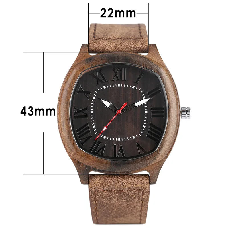 Уникальные часы ручной работы с кожаным ремешком мужские из бамбукового дерева