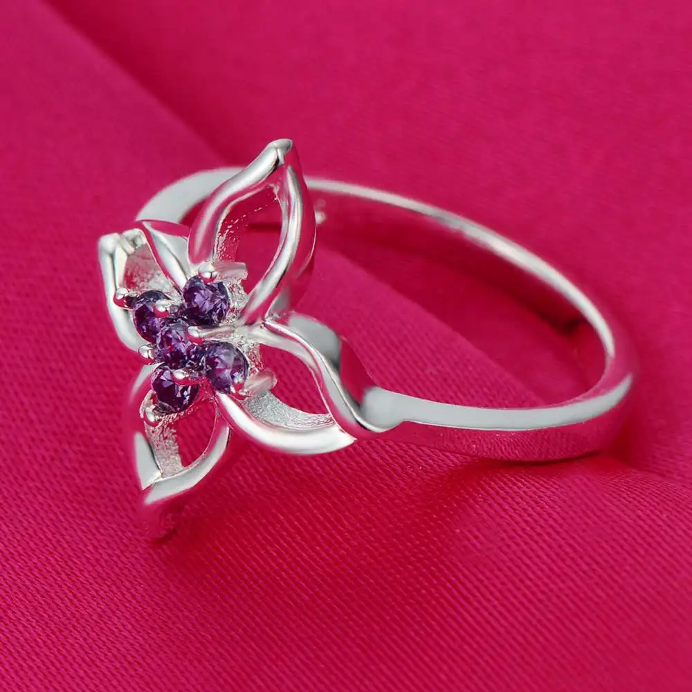 Красивое кольцо с фиолетовым Цирконом и серебряным покрытием модные ювелирные