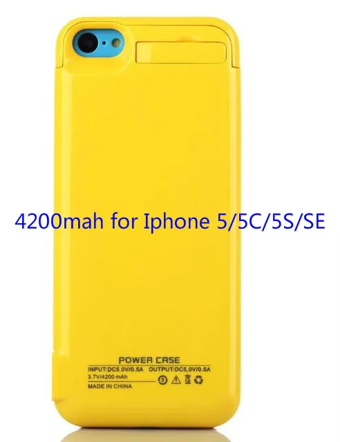 Для Gagaking беспроводной 4200 mAh задняя крышка аккумулятора зарядное устройство чехол банк питания для iPhone 5/5s/5C/SE телефон(1 шт - Цвет: yellow