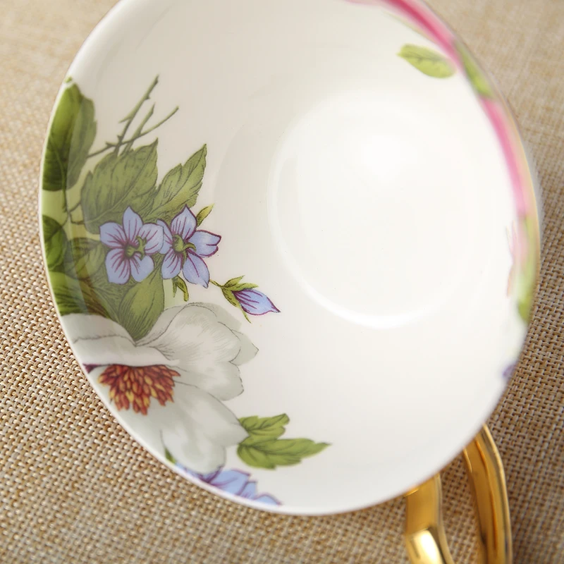 Пасторальная розовая фарфоровая чайная чашка блюдце ложка набор 200 мл британская