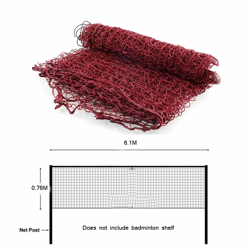Standard dimensions for 2 cm small holes-nylon badminton net thickened canvas edge 6.1M X 0.76M |