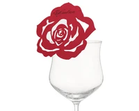 rose flower place cards for glasses rustic wedding birthday party wine glass markers