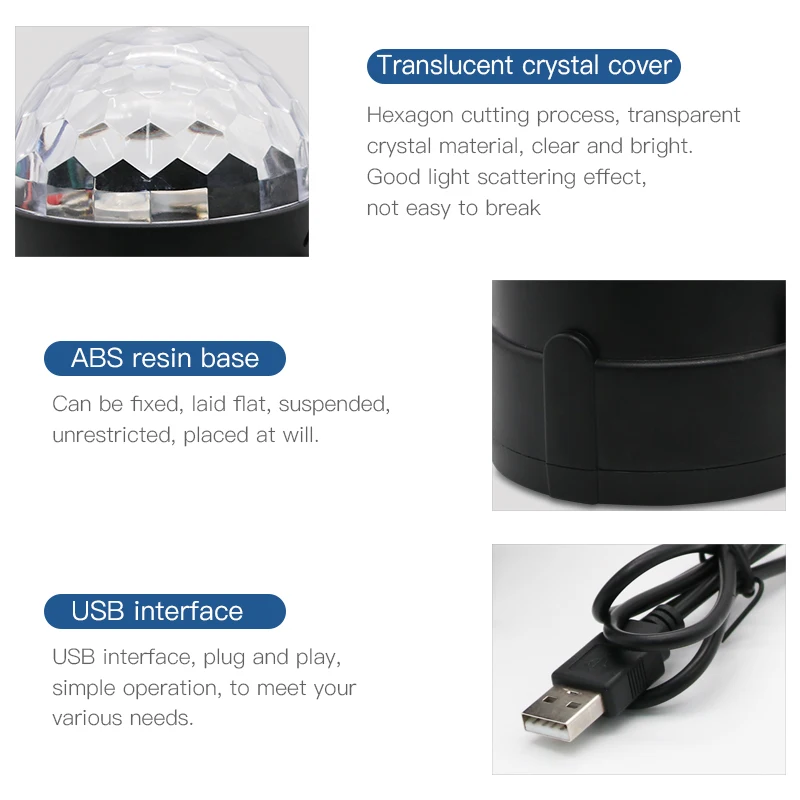 ZHONGJI 5V USB Домашний звук Вечеринка диско свет шар для автомобиля сценическое