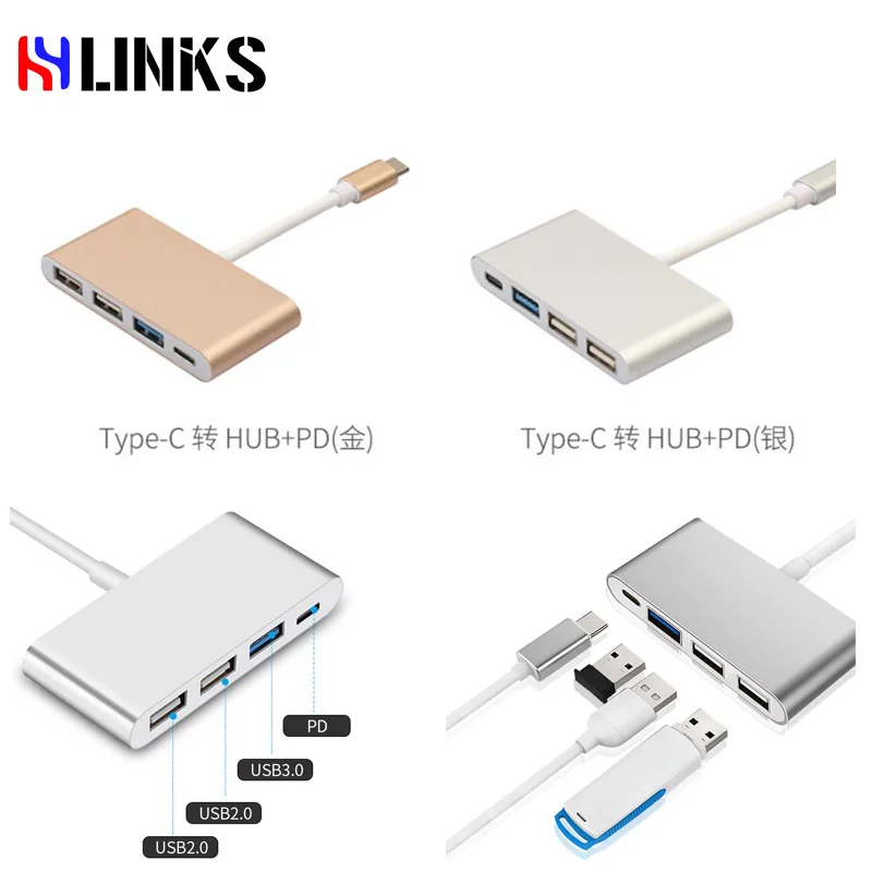 Портативный 4 Порты и разъёмы Тип usb C 3 1 Multi адаптер USB 0 концентратора Металл