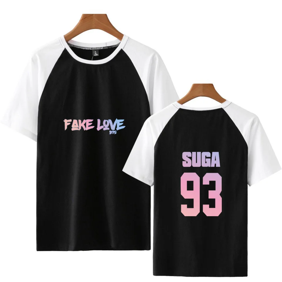 Kpop Fake love Bangtan/футболка с коротким рукавом для мальчиков k pop jin suga летняя мужская и