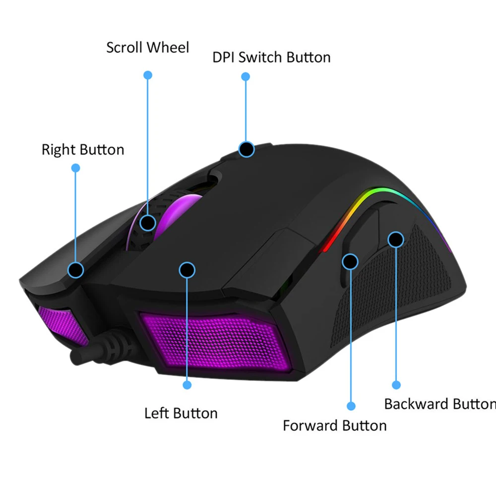 Проводная игровая мышь Delux M625 с цветной RGB подсветкой до 24000 DPI|Мыши| |
