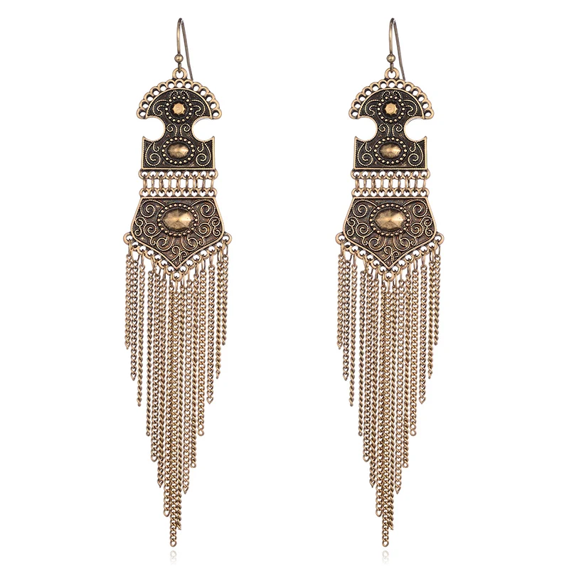 HONGYE новые длинные серьги с кисточками для женщин Boho большие висячие серьги Femme массивные модные ювелирные изделия Brincos