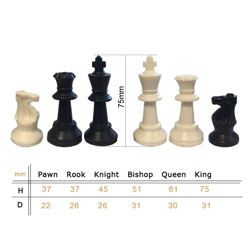 Пластиковые шахматные фигуры 32 шт. шахматный набор King Height 49/64/75/95 мм игры