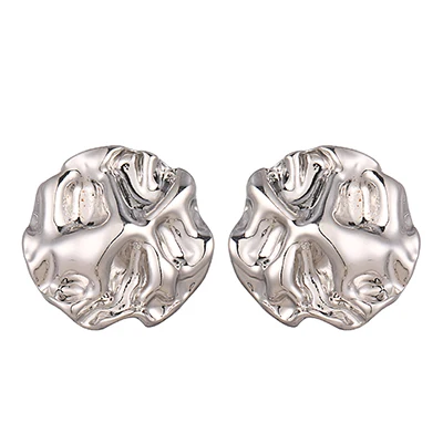 Silver Yhpup, модные корейские серьги-гвоздики с геометрическим орнаментом, серьги из меди и золота для женщин, вечерние ювелирные изделия - Окраска металла: Silver