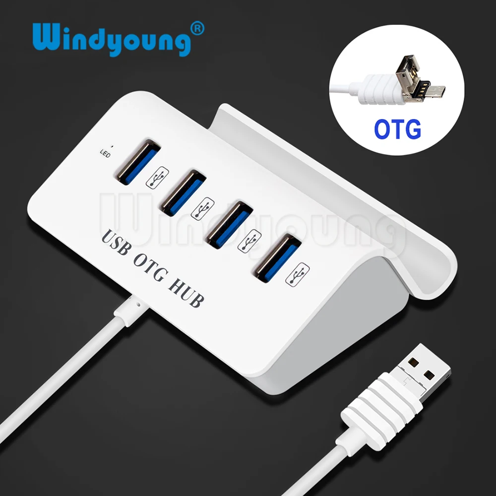 2 в 1 4-портовый концентратор Micro USB высокоскоростной OTG-концентратор