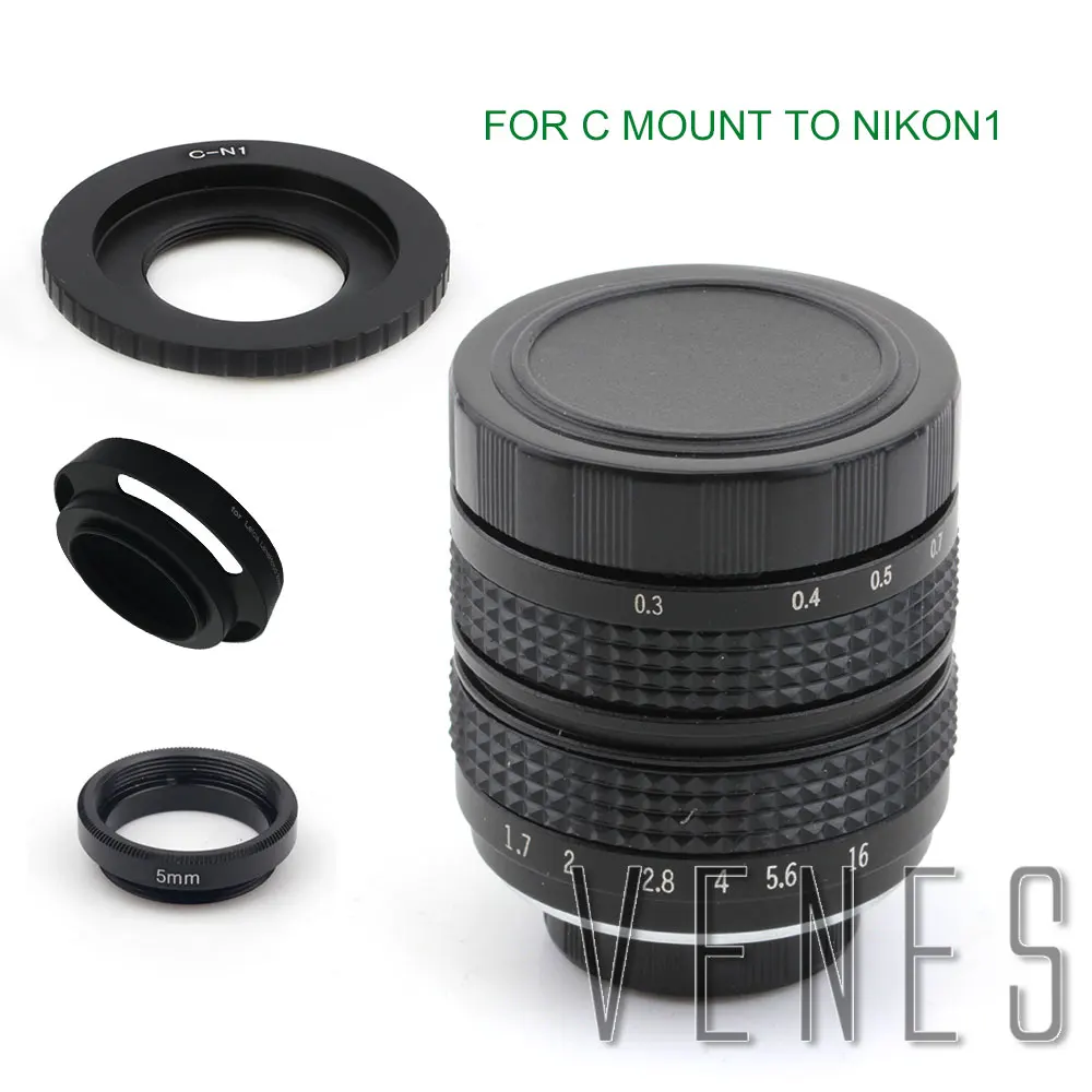 VENES 35 мм f/1,7 CC tv объектив для Nikon1 MICRO 4/3 для Pentax Q Nex для Fuji FX+ бленда+ макрокольцо+ C крепление к адаптеру камеры
