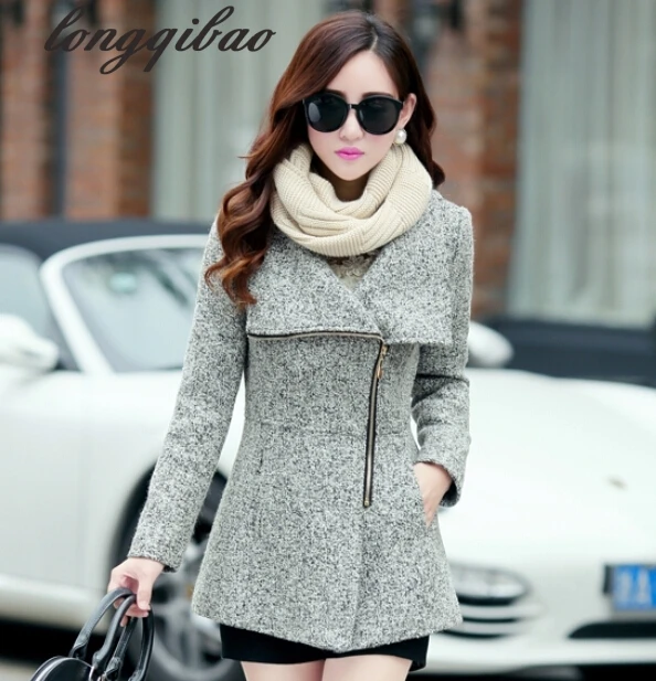 Женское шерстяное пальто повседневное приталенное для осени и зимы AL181017 |