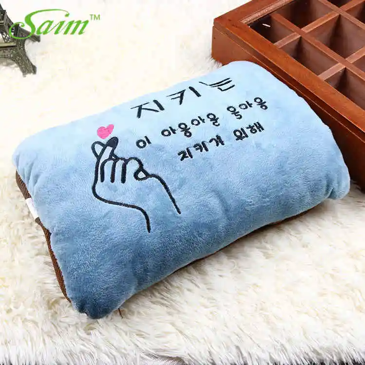 blue hot water bag Электрическая грелка с Saim зарядкой, зимняя грелка, сумка для горячей воды с вышитой кошкой, грелка для рук, грелка для воды JJ50596 - Цвет: blue hot water bag