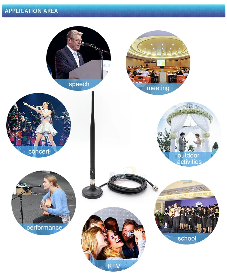 Microphone TNC Antenna Frequency 590MHz-650MH 740MHz-790MHz 790MHz-860MHz 7dBi Gain Wireless Microphone Antennas