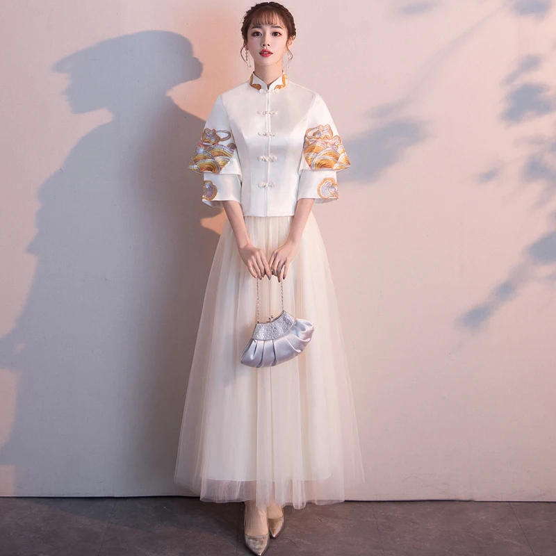 

Женское платье с цветочным принтом Qipao, элегантное винтажное китайское традиционное платье-Чонсам с воротником-стойкой, сексуальное свадеб...