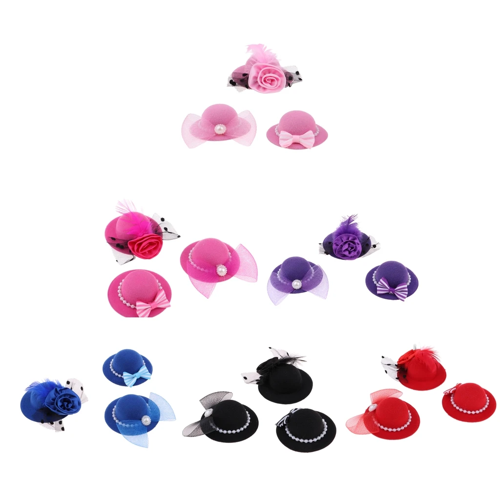 

3Pcs Vintage Round Bowler Doll Hat Cap for Doll Clothes Accessories or Other 28-30cm Dolls