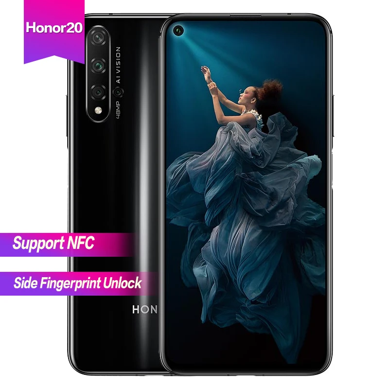 Honor 20 6 26 &quotполноразмерный экран Android 9 Поддержка NFC 5 камер 2340*1080 Восьмиядерный 3750