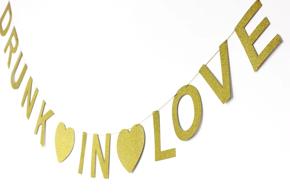 Пьяный в любви Золотой баннер с блестками праздничные украшения реквизит для