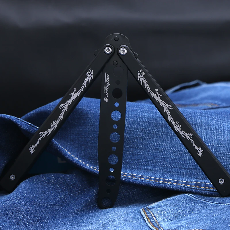 High Quality Dragon Butterfly Knife Toys Black Not sharp Stainless Steel Training no edge dull Flail Adult knife Children Gift | Игрушки и