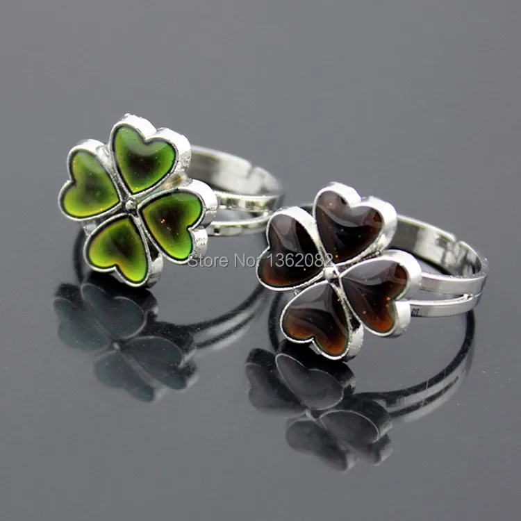 Кольца в виде клевера меняющие цвет 4 цветка регулируемая температура чувства