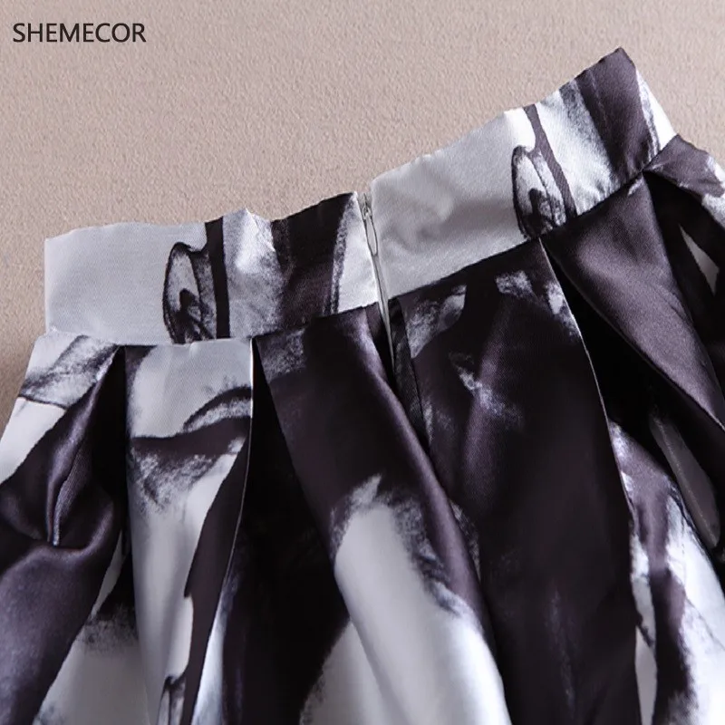 Юбка-миди в винтажном стиле SHEMECOR черная плиссированная юбка с цветочным принтом
