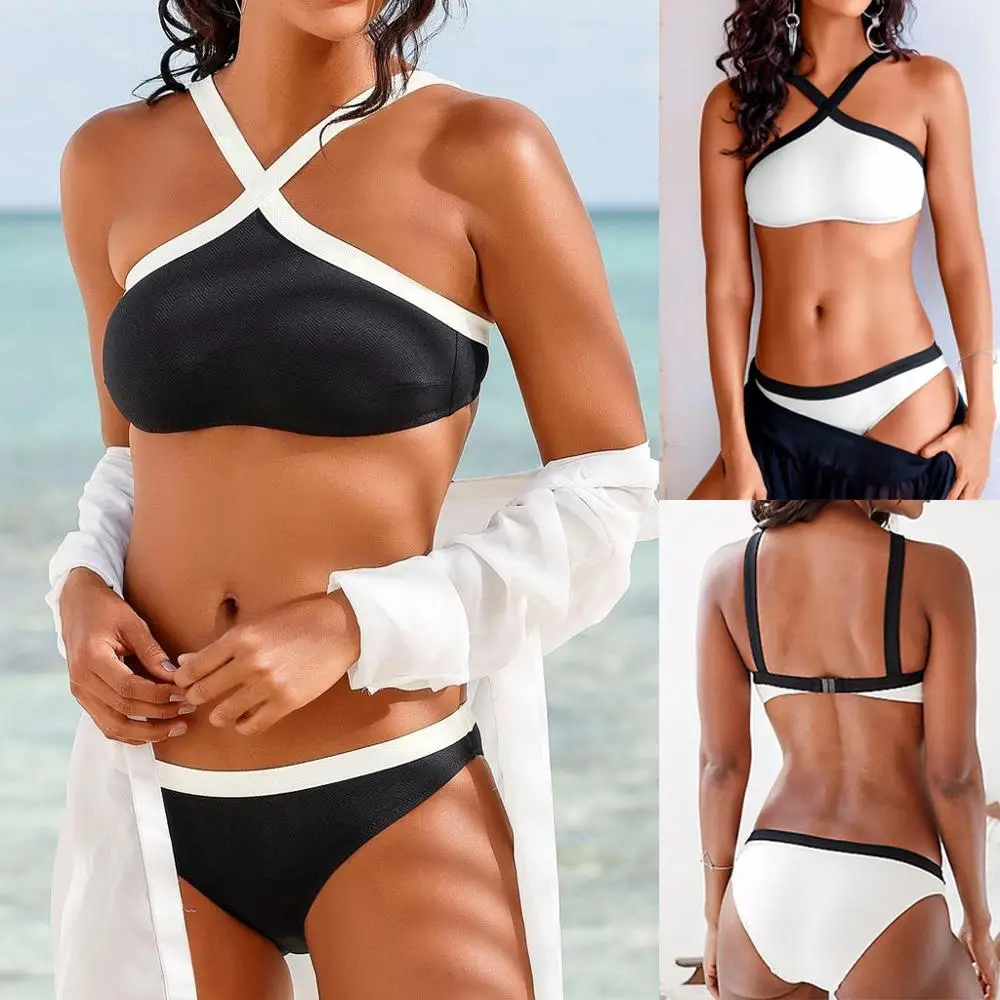 

Женский раздельный купальник бикини с чашками пуш-ап, купальник, купальный костюм, монокини с низкой талией, пляжная одежда, бикини J12 #