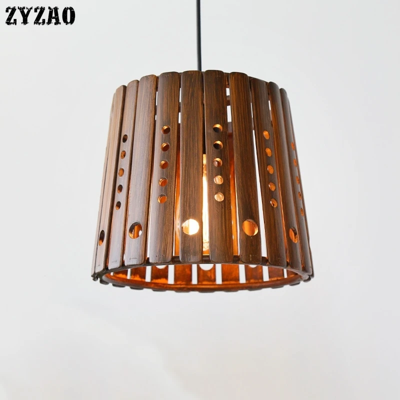 

American Rural Creative Bamboo Pendant Lamp Retro Restaurant Cafe Living Room Study Pendant Light Dining Room Home Deco Hanglamp